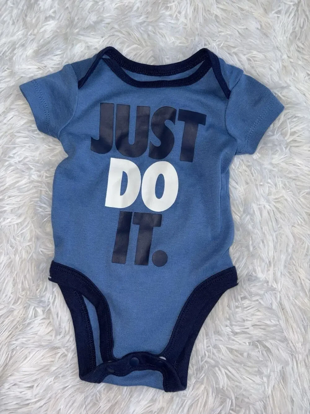Nike “Just Do It” Baby 3 Mo. Classic “Just Do It” Blue Romper. Cute, Great Shape